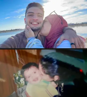 Aziz Medhioub and his mom recreating a beloved picture from his childhood (Submitted photo)