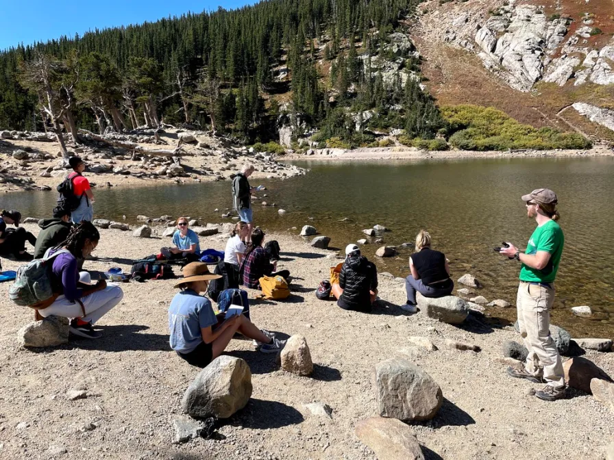 Dan Morgan (far right) teaches as part of his Glacial Geology class during an Immersion trip in Colorado. (Submitted photo)