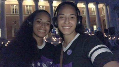 Jade and Jazmyn Ayers setting up Relay for Life luminaries.