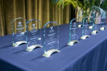 Students and faculty honored at the 2025 Graduate School Honors Banquet in the Student Life Center. (Vanderbilt University)