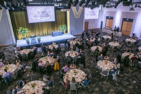 Students and faculty honored at the 2025 Graduate School Honors Banquet in the Student Life Center. (Vanderbilt University)