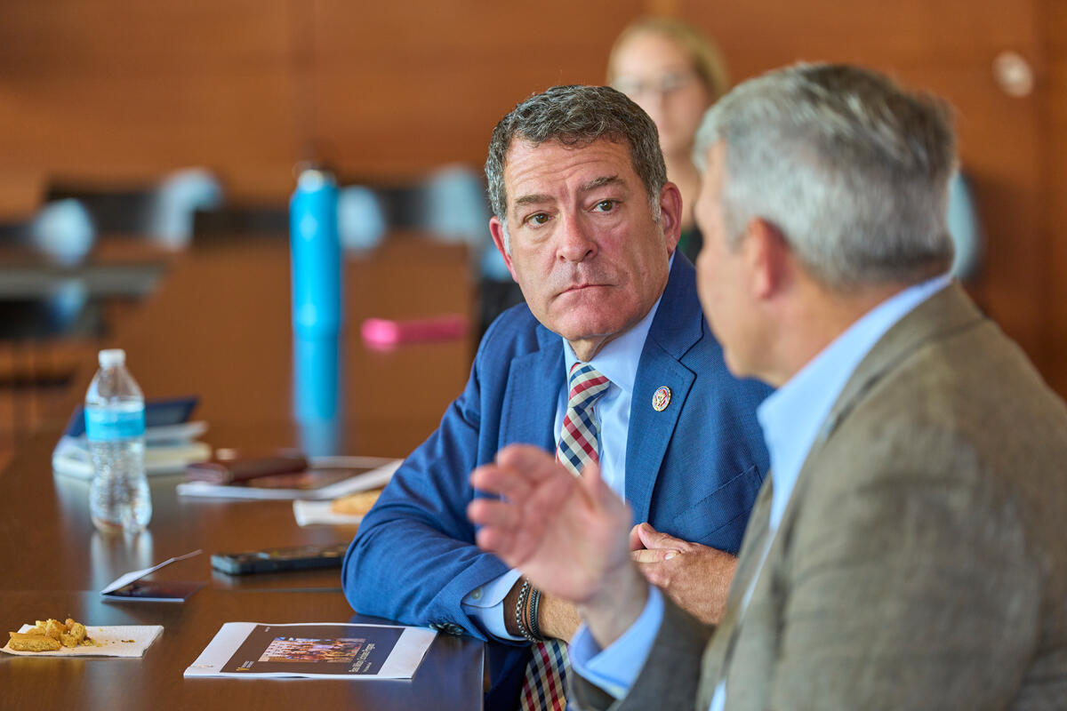 Congressman Mark Green visiting with School of Medicine students and the Bass Military Scholars.