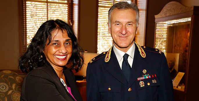 padma and pasquale at a reception
