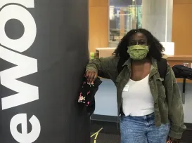 Students showing off their newly designed and sewn masks