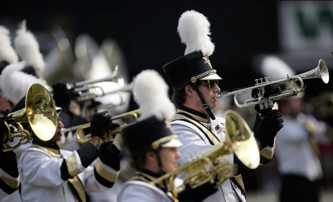 Vanderbilt marching band performs during a football game at Dudley Field. (John Russell/Vanderbilt University)