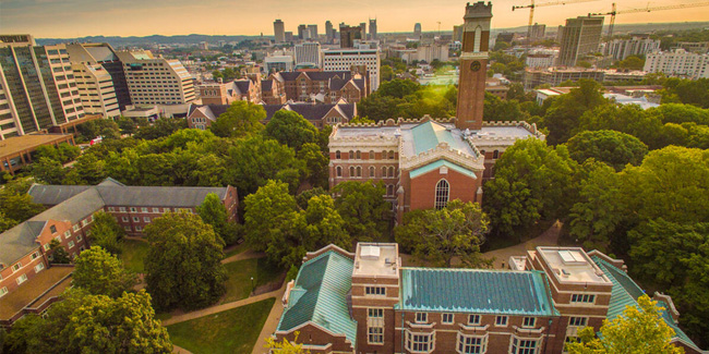 Alumni Hall and Campus from Above