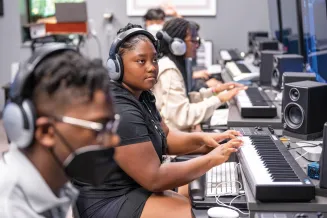 Blair’s Music Tech summer program teaches middle and high school students how to create music scores for video games.