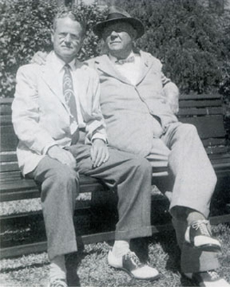 Fred Russell (left) and Grantland Rice in 1951. (courtesy of Jim Harwell/Wikipedia)