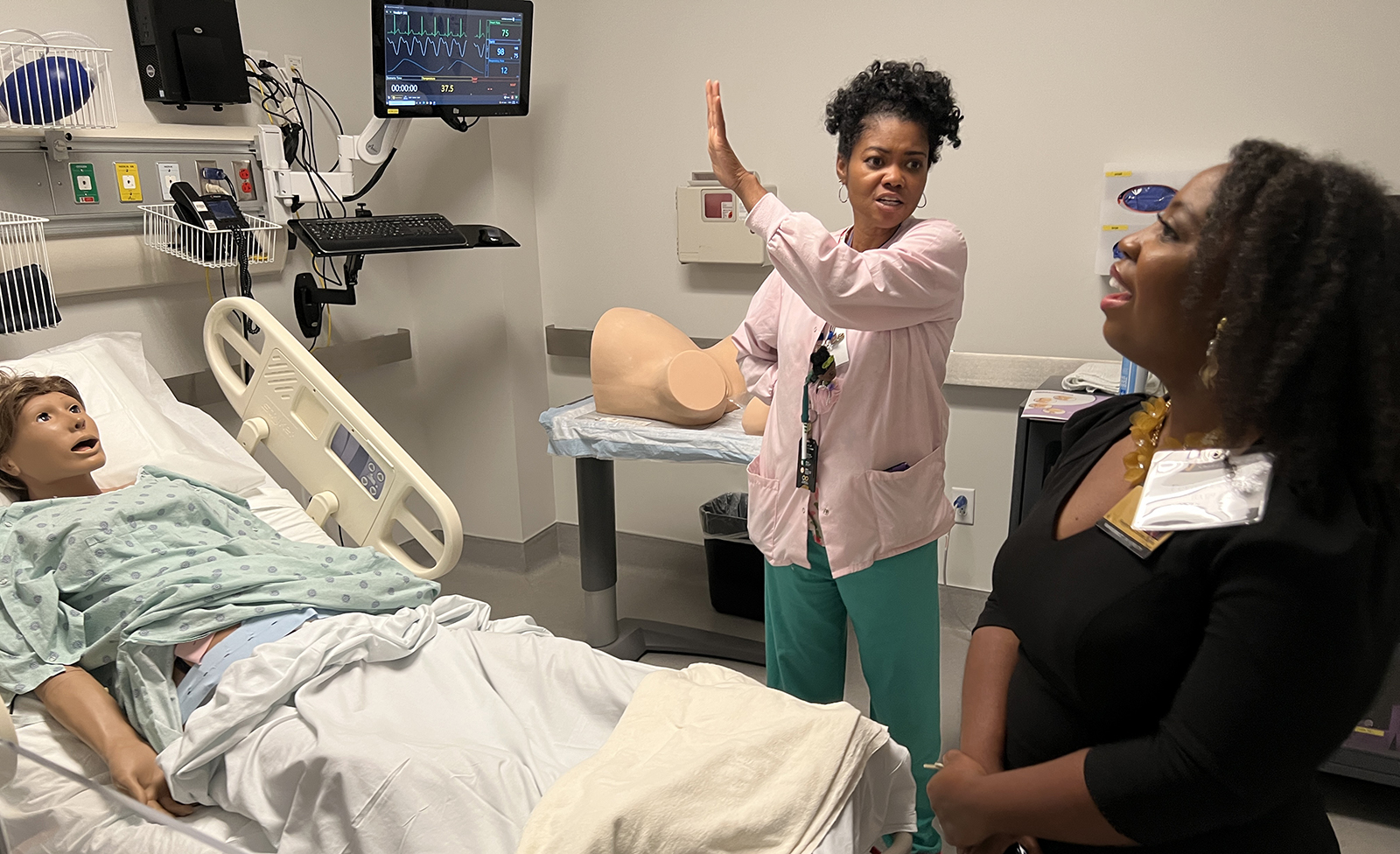 Associate Professor Stephanie DeVane-Johnson in the Sim Lab at the Nursing School's State of the School Awards Reception in October 2022