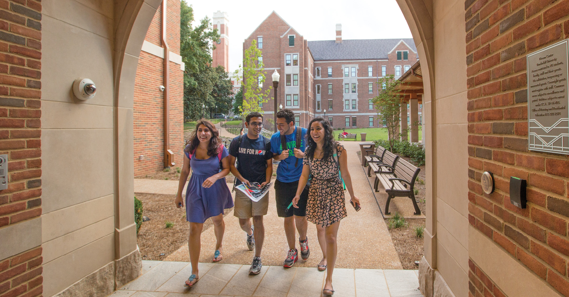 Students walking through campus