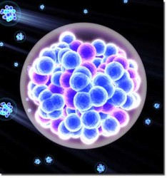 sphere filled with many tiny balls representing subatomic particles