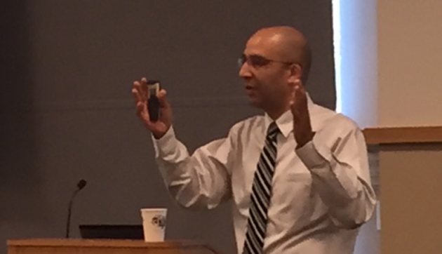 Masood Sidiqyar, VUIT’s director of security operations, spoke to members of the University Staff Advisory Council Aug. 8. (Vanderbilt University)