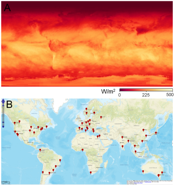 Solar insolation measures and map