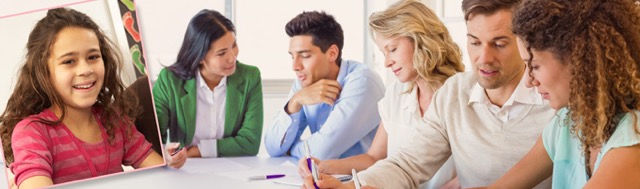 faculty meeting at table
