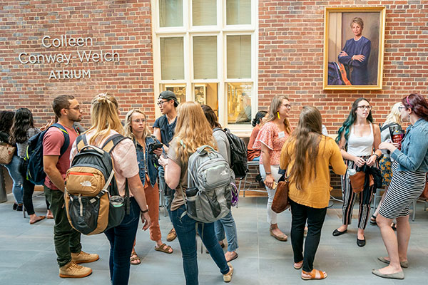 Students gather in the Colleen Conway-Welch Atrium