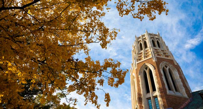 The tower of E. Bronson Ingram College