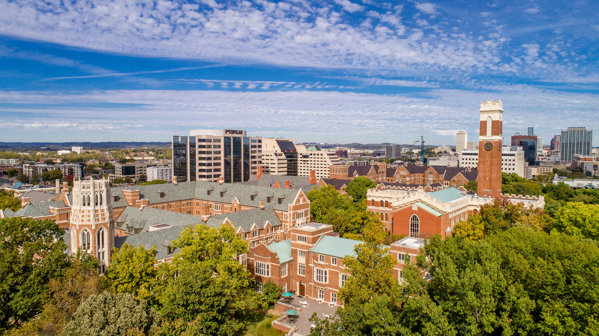 Aerial photo of Vanderbilt campus and downtown Nashville 