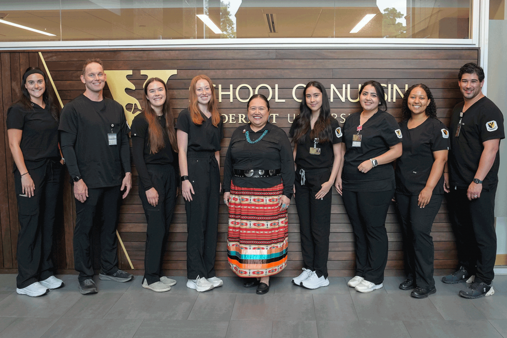 Vanderbilt faculty Gloria Littlemouse with Master of Nursing students in the Caring Science pilot.
