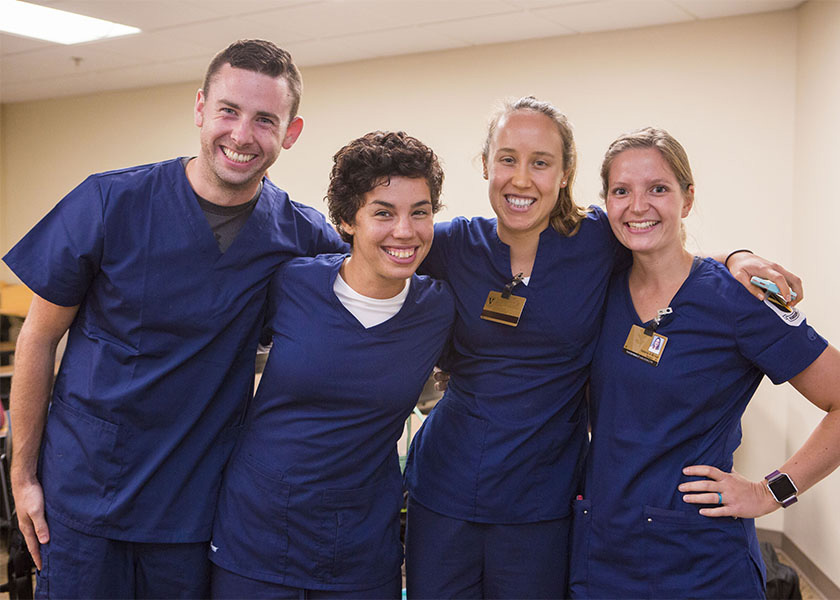 4 Vanderbilt PreSpecialty Nursing students in scrubs