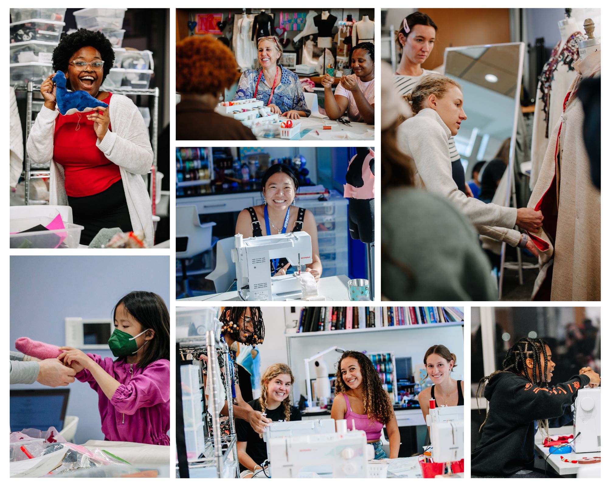 Collage of Fiber Arts Build Lab