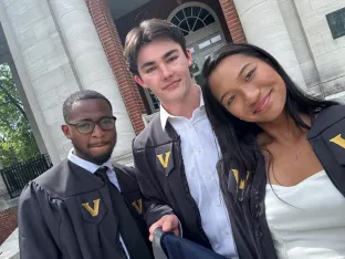 Commencement day with JJ Johnson, Pierre Biscaichipy and Marcella Cruz (Submitted photo)