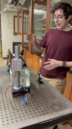 Student Alexander Klapowitz, a double major in physics and piano, led the design of the LIGO model. (Submitted photo)