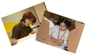 collage of two students doing schoolwork