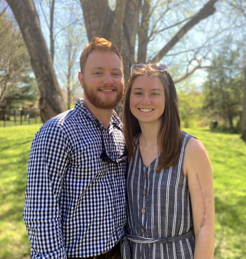 William Nolan and Cassie Rooke were treated at VUMC after being injured in a windstorm last year.