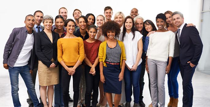 diverse crowd of business professionals