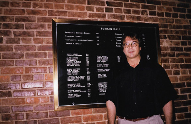 Hervé Allet, former assistant professor of French, in Furman Hall on the Vanderbilt University campus.