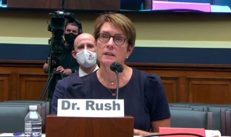 Meg Rush, MD, MMHC, testifying before Congress on Sept. 22.