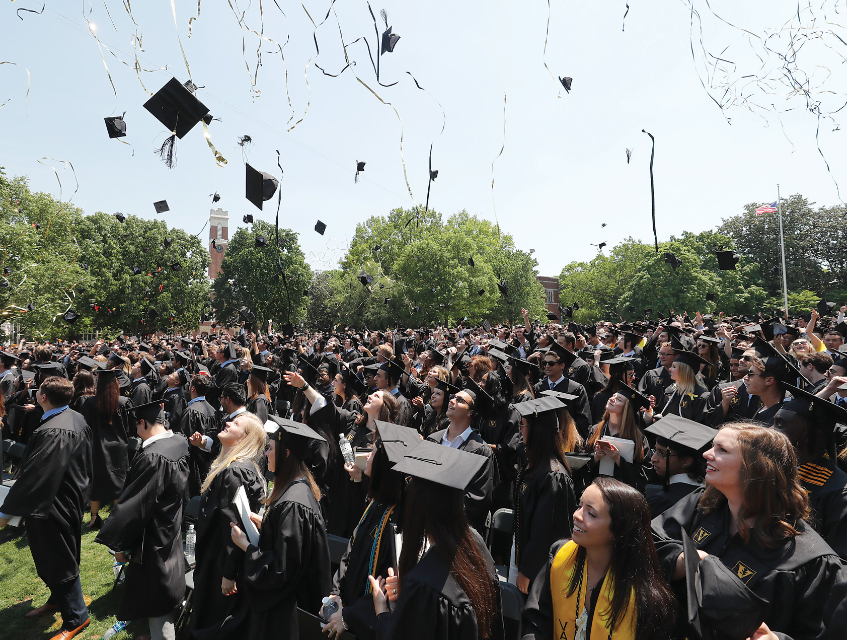 Chancellor Zeppos presided over a sunny May 11 Commencement ceremony at which 1,740 undergraduate and 2,160 graduate and professional students received their Vanderbilt degrees in front of thousands more friends and relatives. (JOHN RUSSELL)