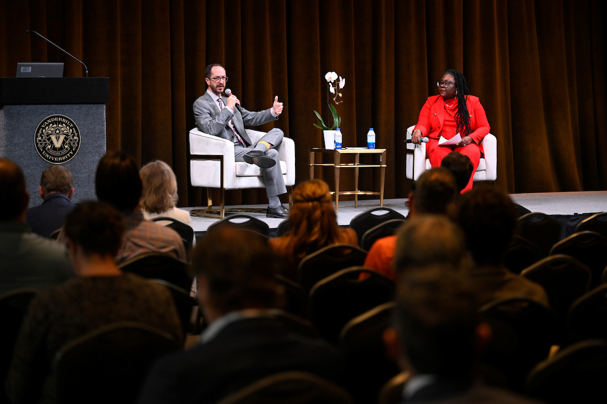 Mayor Freddie O’Connell and Ashley Northington engage in a Q&A session with audience members
