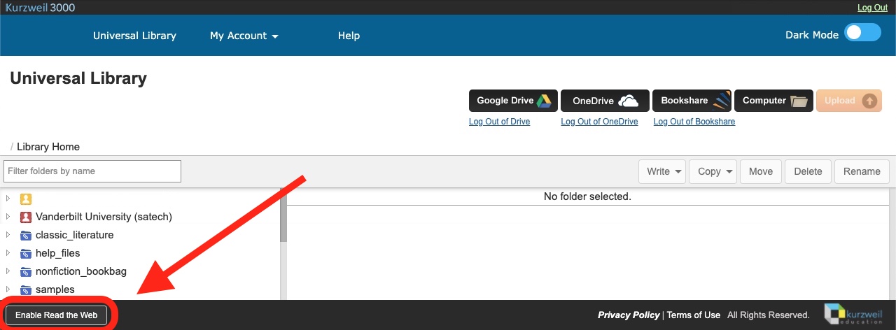 enable read the web button on kurzweil3000.com