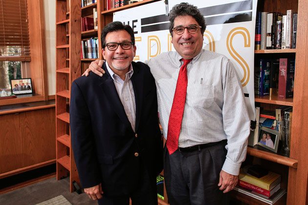 Former U.S. Attorney General Alberto Gonzales and Chancellor Nicholas S. Zeppos (Vanderbilt University)