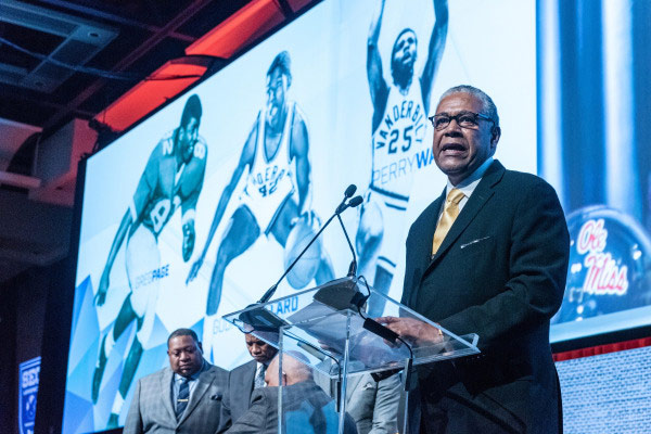 The Southeastern Conference honored Vanderbilt and league legends Godfrey Dillard and Perry Wallace Dec. 1 in Atlanta with the SEC's Michael L. Slive Award. Dillard and Wallace (represented by his nephew James) were honored throughout the day along with four football players from Kentucky who became the league's first four African American football players.