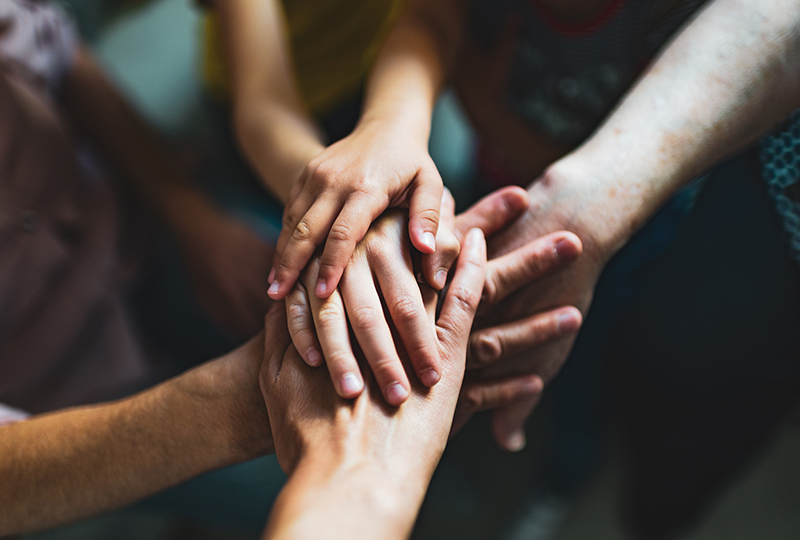 Hands, including child's