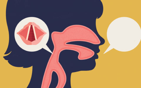 Illustration of using Botox to treat vocal disorders