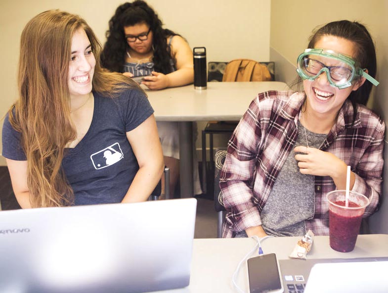 Students laughing in class