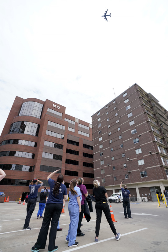The Tennessee National Guard conducted a statewide flyover Tuesday, May 12, to salute medical professionals who are on the front lines of the coronavirus pandemic. Two planes — a C-17 from the 164th Airlift Wing out of Memphis and KC-135 from the 134th Refueling Wing out of Knoxville — flew over hospitals in Nashville, Memphis, Chattanooga, Knoxville and many other communities. Both planes flew over Nashville and surrounding counties.