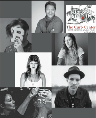 The Curb Center exhibition "Transformations" highlights a selection of portraits of Nashville's creative professionals. Top left, Brett Warren; top middle, Ash Wright; top right, Curb house, (A. Blackman); middle left, Andrea Behrends; middle right, Danielle Atkins; bottom left, Chris Widick Photography; bottom right, Allister Ann.