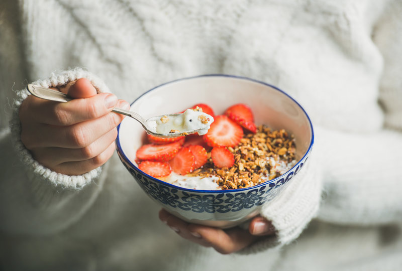 A healthy serving of yogurt that contains plenty of probiotics.