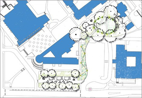 A rendering of the area to be used for the Central Neighborhood pop-up park. (Vanderbilt University)