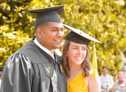 Jeremy Mani, BS'18, MA'19, and Alexandra Doten, BA'18, at Vanderbilt Commencement (Submitted photo)