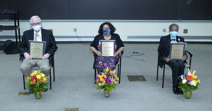 Honorees at Monday’s VUMC Hidden Figures event included, from left, Ed Mitchel, Shirley Holland and Gladys Smith.