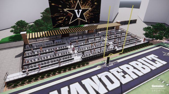 An artist's rendering of the renovated Vanderbilt Stadium north end zone.
