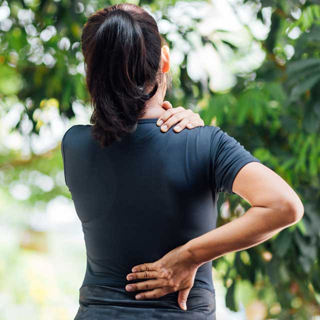 Woman with back pain issues.