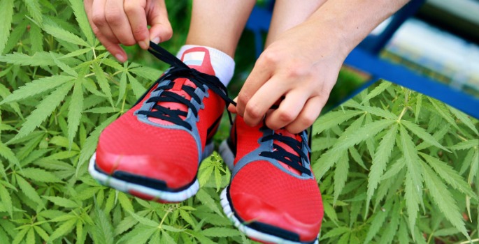 marijuana-try1 Running shoes superimposed on marijuana