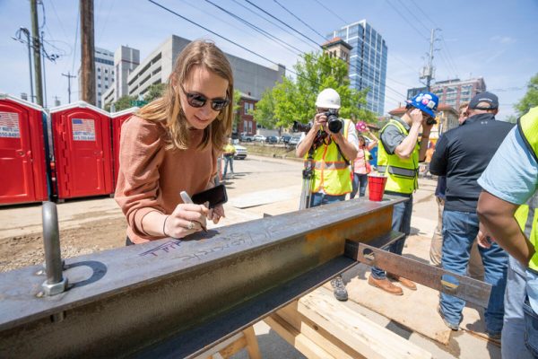 Graduate and professional student housing project topping out ceremony