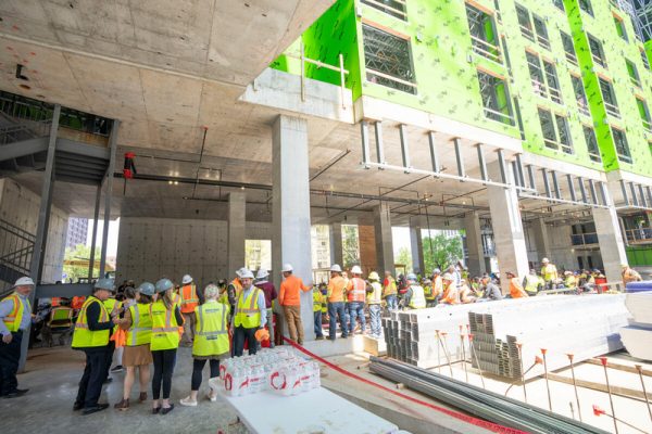 Graduate and professional student housing project topping out ceremony
